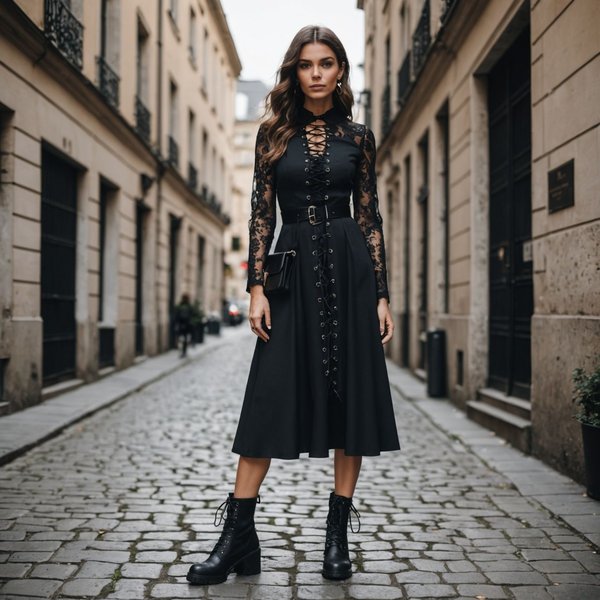 Quelle est la meilleure façon de combiner des bottes à lacets avec une robe midi pour un style edgy?